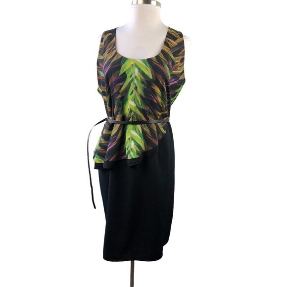 ✨Host Pick✨ Lane Bryant Botanical Print Side Peplum Dress Belted Plus Size - Picture 2 of 6